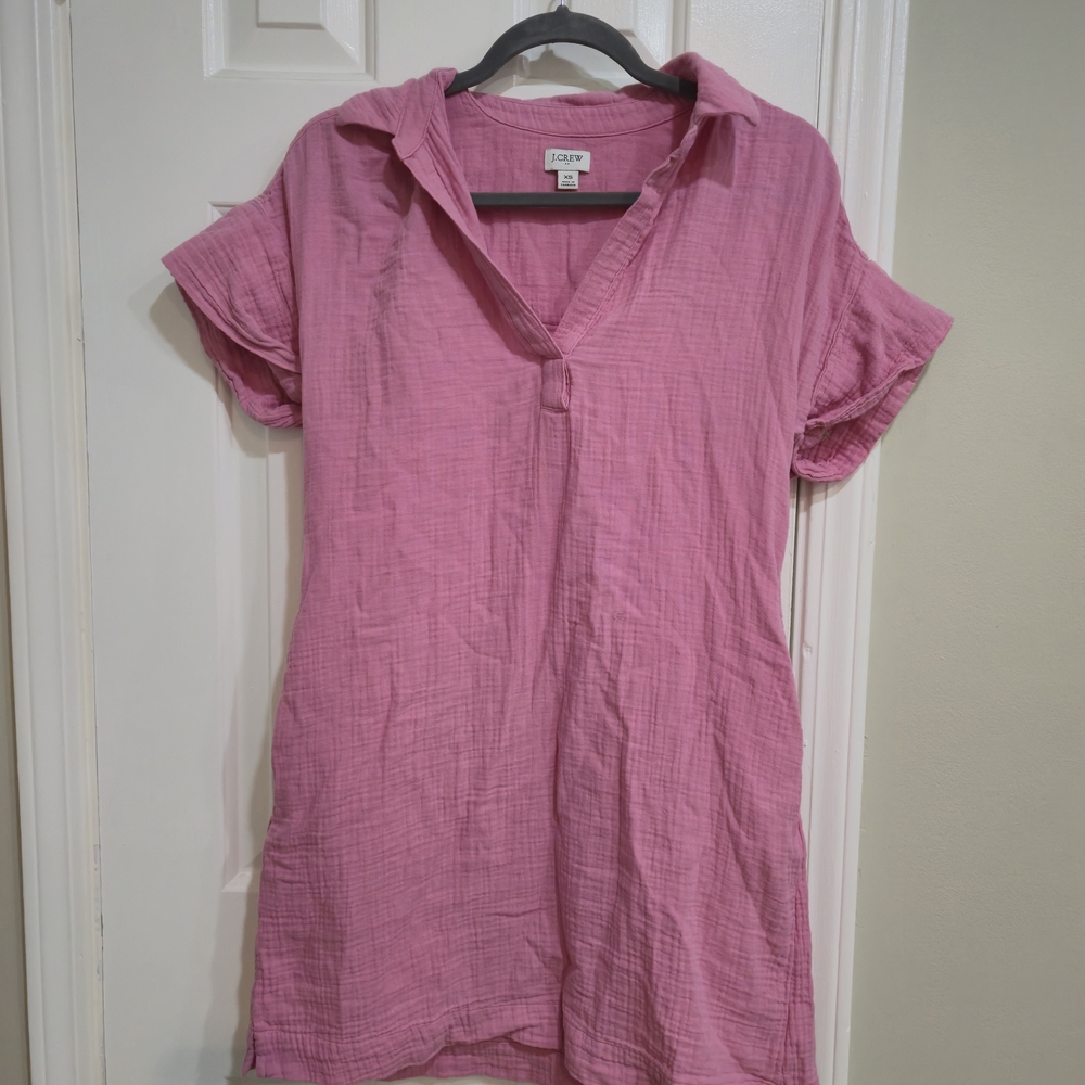 J. Crew Pink Gauze Dress With Pockets